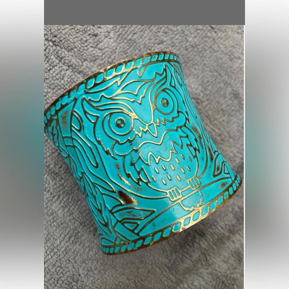 Stamped metal vintage cuff bracelet